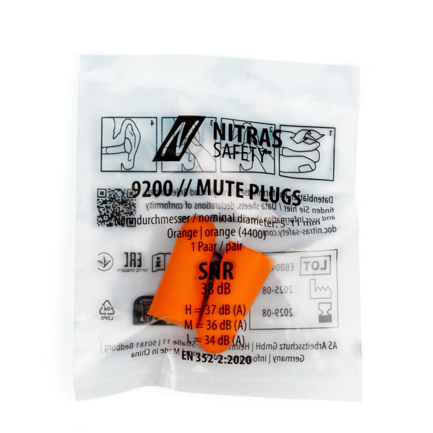 Nitras 9200 MUTE PLUGS Gehörschutzstöpsel orange/uni