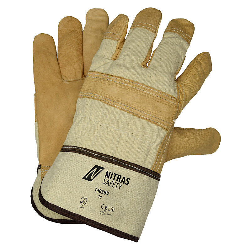 Nitras 1403 BV Rindvolllederhandschuhe naturfarben/braun