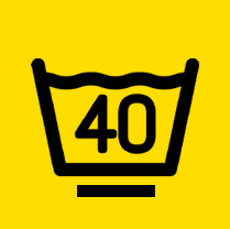 Maximale Waschtemperatur 40°C mit Schonwaschgang