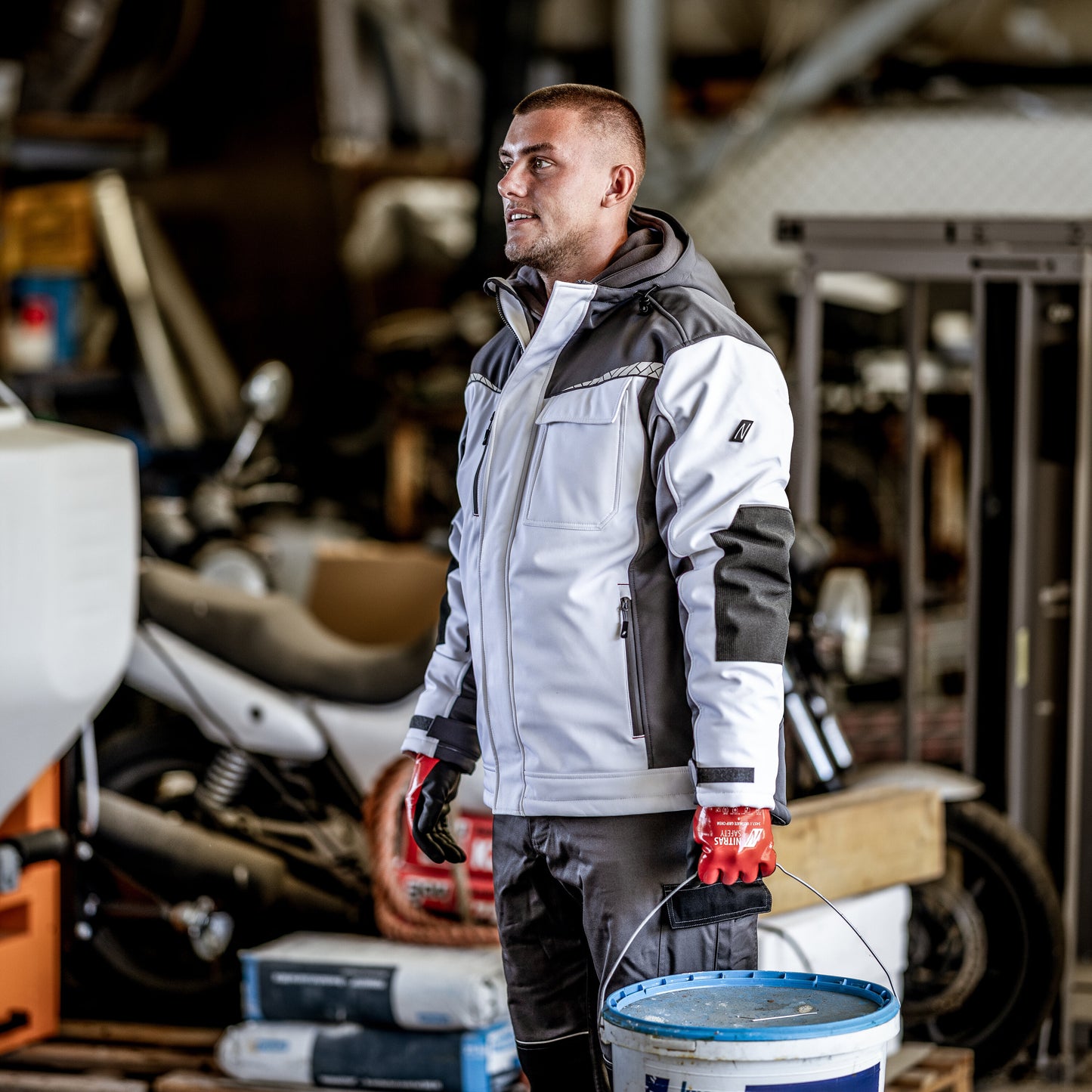 Nitras 7183 MOTION TEX PLUS Softshelljacke weiß/grau