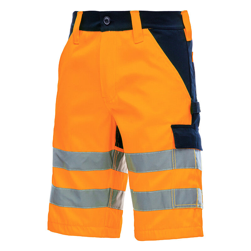 Nitras 7570 MOTION TEX VIZ Warn-Arbeitshose kurz neonorange/marineblau