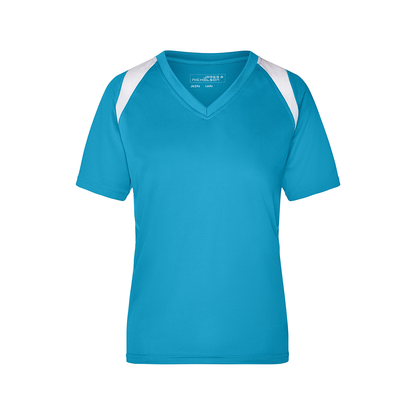 Daiber JN396 Atmungsaktives Laufshirt weiß/blau (turquoise/white)