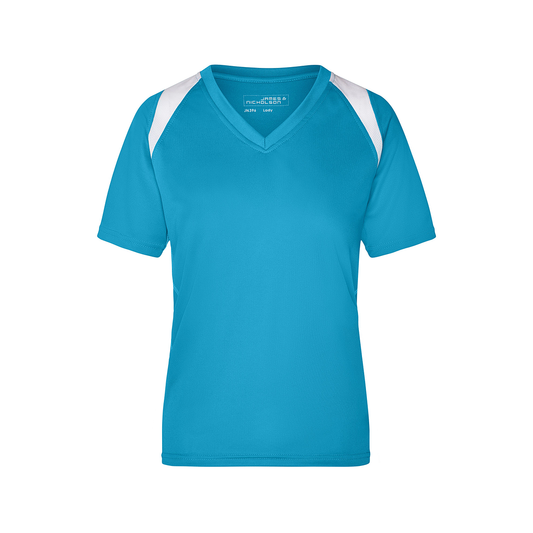 Daiber JN396 Atmungsaktives Laufshirt weiß/blau (turquoise/white)