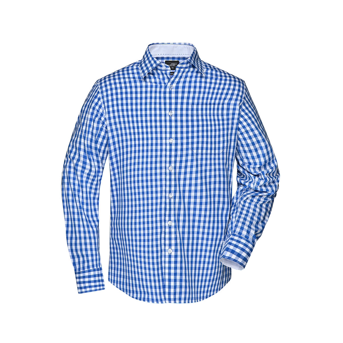 Daiber JN617 Modisches Karoshirt mit Uni-Einsätzen an Kragen und Manschette weiß/blau (royal/white)