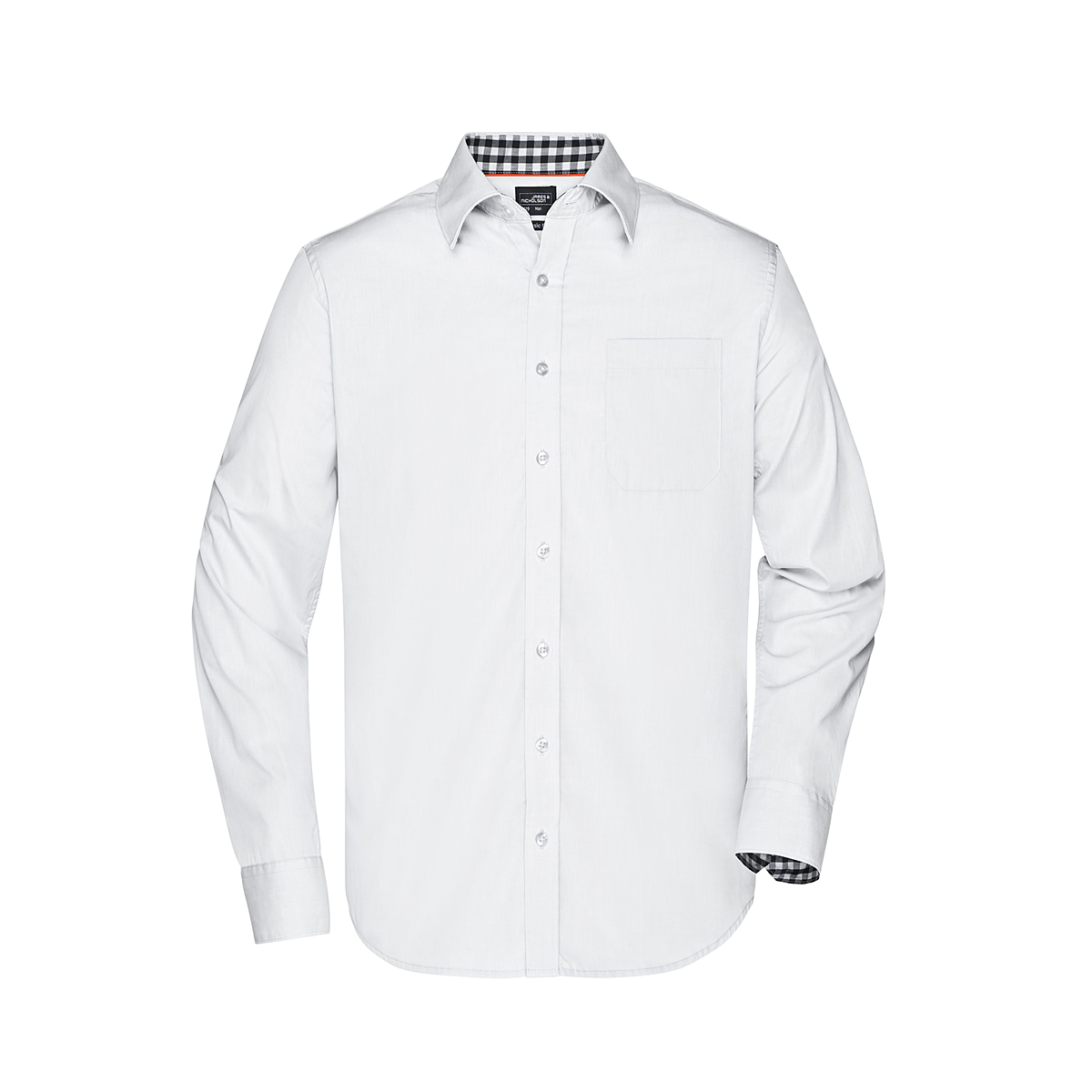 Daiber JN619 Modisches Shirt mit Karo-Einsätzen an Kragen und Manschette weiß/schwarz (white/black-white)