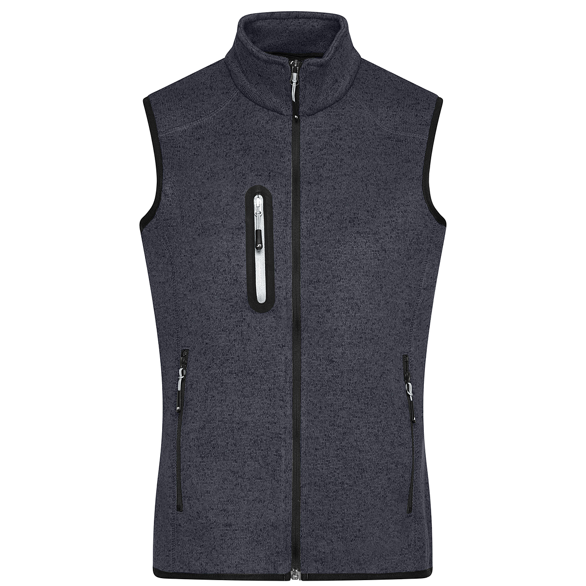 Daiber JN774 Strickfleece Weste mit Stehkragen grau (dark-grey-melange/silver)