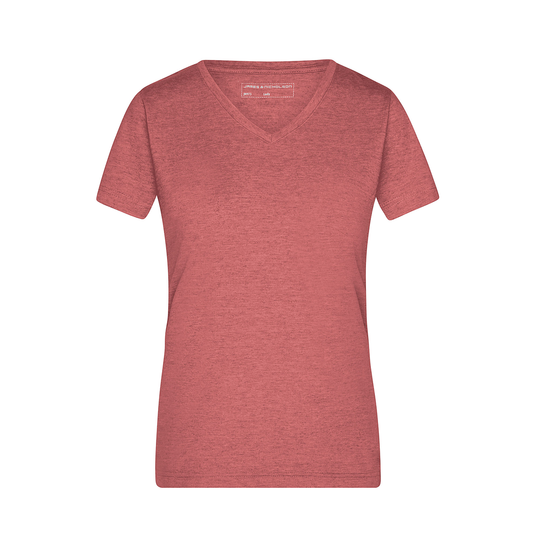 Daiber JN973 Modisches T-Shirt mit V-Ausschnitt rot (red-melange)