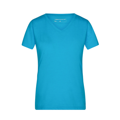 Daiber JN973 Modisches T-Shirt mit V-Ausschnitt blau (turquoise-melange)