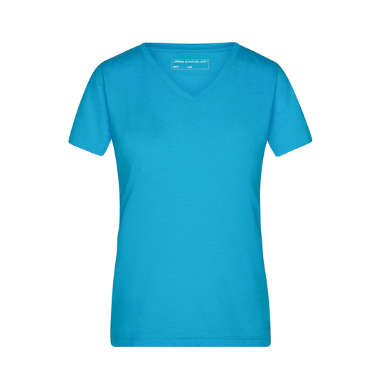 Daiber JN973 Modisches T-Shirt mit V-Ausschnitt blau (turquoise-melange)