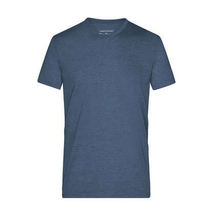 Daiber JN974 Modisches T-Shirt mit V-Ausschnitt blau (blue-melange)