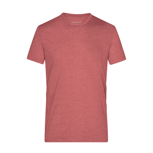 Daiber JN974 Modisches T-Shirt mit V-Ausschnitt rot (red-melange)