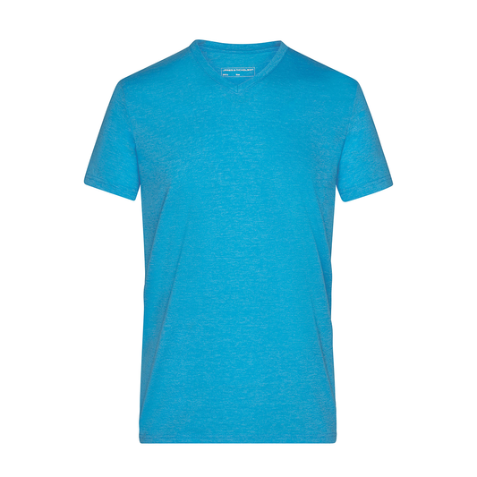 Daiber JN974 Modisches T-Shirt mit V-Ausschnitt blau (turquoise-melange)