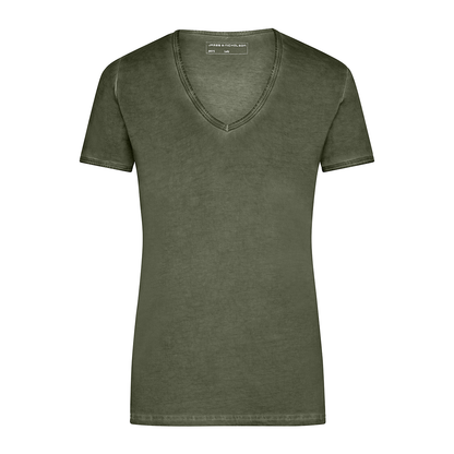 Daiber JN975 Trendiges T-Shirt mit V-Ausschnitt braun/oliv (dusty-olive)