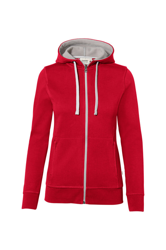 Hakro No. 0255 Damen Kapuzenjacke Bonded ECO rot/silber