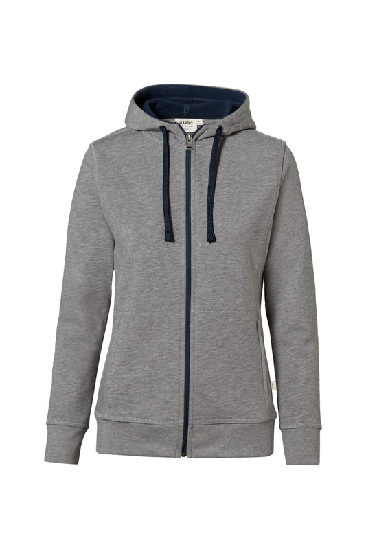 Hakro No. 0255 Damen Kapuzenjacke Bonded ECO grau meliert/tinte