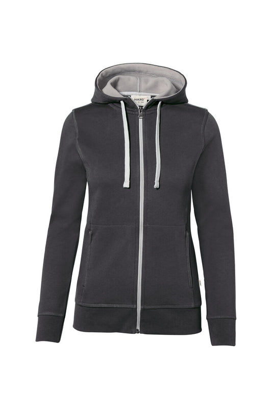 Hakro No. 0255 Damen Kapuzenjacke Bonded ECO karbongrau/silber