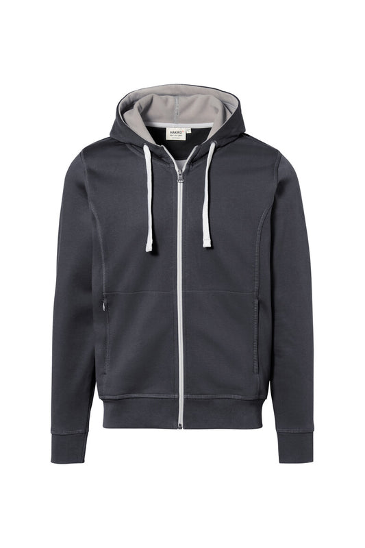 Hakro No. 0455 Kapuzenjacke Bonded ECO karbongrau/silber