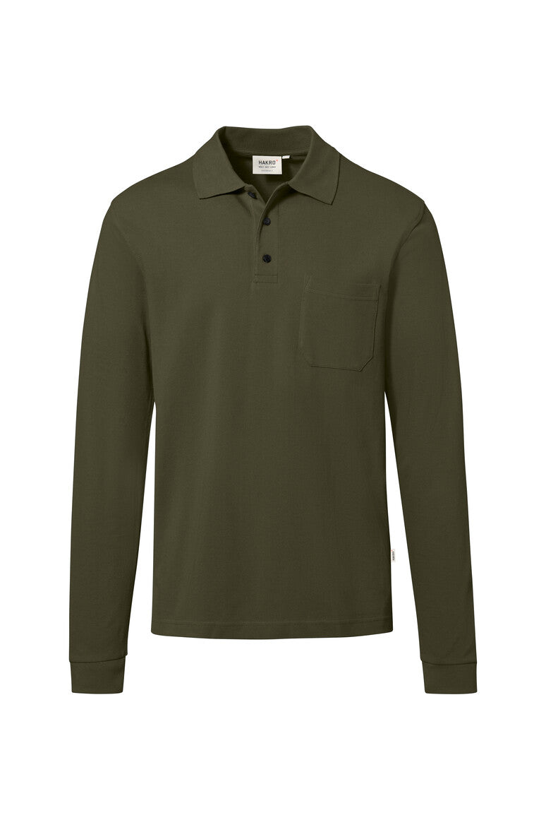 Hakro No. 0817 Pocket-Longsleeve-Polo MIKRALINAR® ECO olive